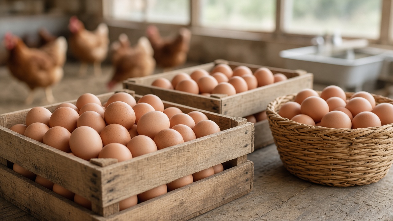 Fresh free-range eggs from Chickenilil poultry farm